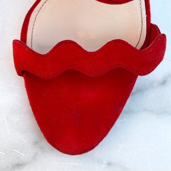 Prada red suede triple strap wavy scalloped sandal size IT 39 US 9 - Picture 10 of 16